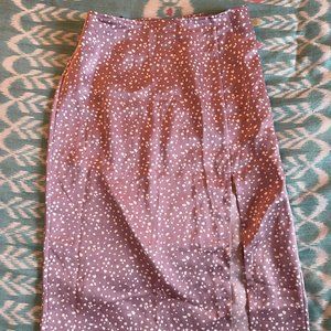 NWT Abercrombie Lilac Polkadot Midi Satin Skirt